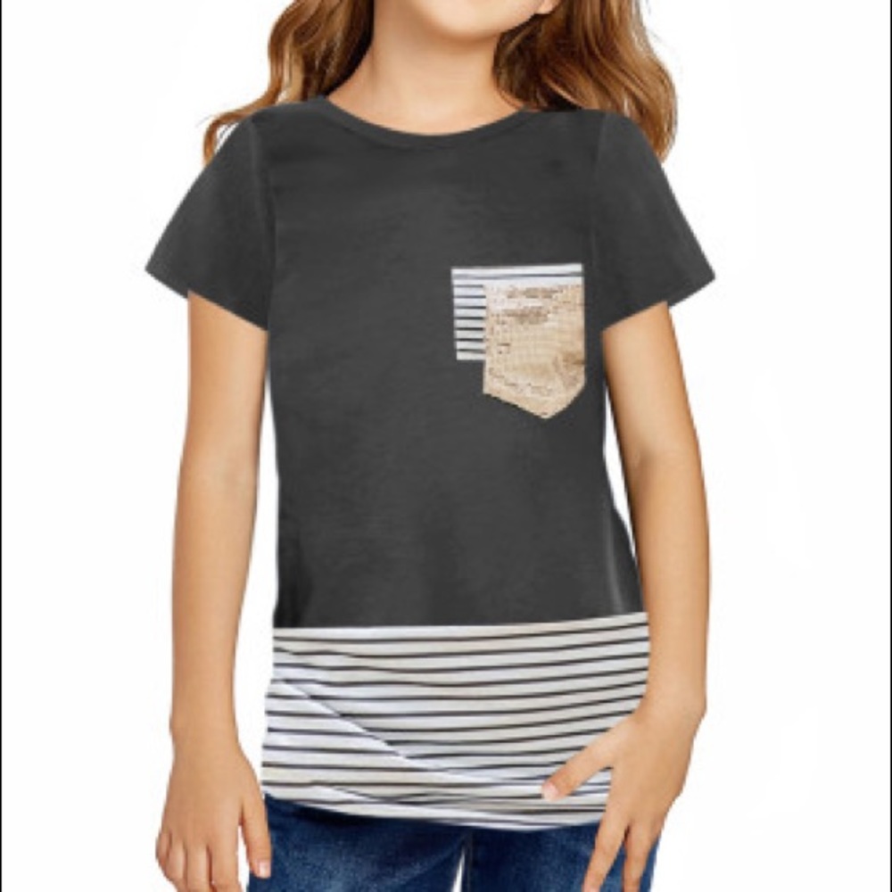 Girls Printed Stripes Tee